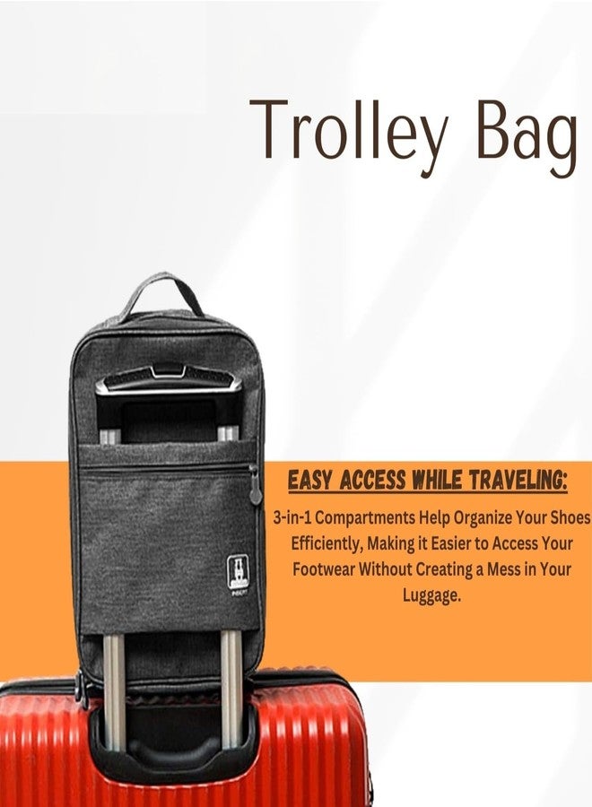 MobFest Shoe Bag Polyester Pouch 3 in 1 Large Capacity Waterproof Durable Breathable Organizer Holder for Travel, Business Trips, Gym, Multi-Functional, Convenient to Carry Grey - Image 5